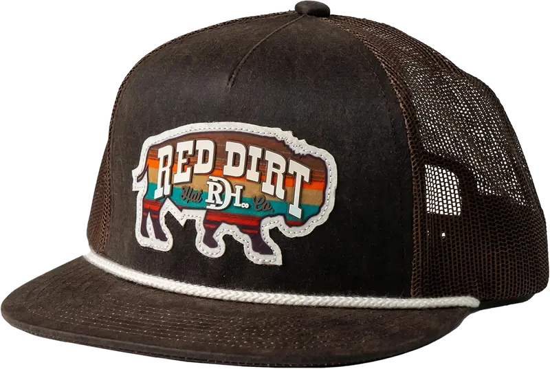 Red Dirt Hat Co Leathered Brown Rustic Bison Ball Cap 1