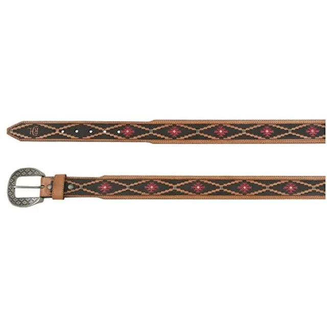 Red Dirt Hat Co Southwest Tooled Tapered Leather Belt 1