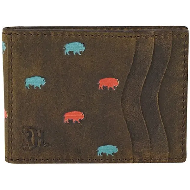 Red Dirt Hat Co Turquoise And Coral Bison Pattern Bifold Card Case 1