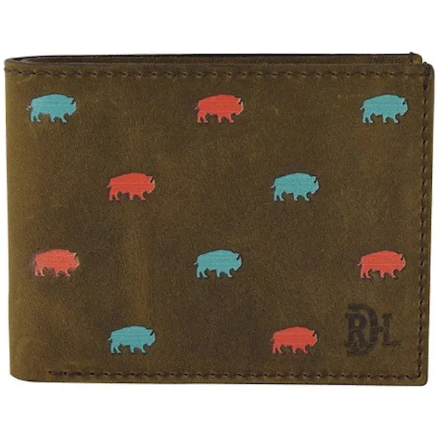 Red Dirt Hat Co Turquoise And Coral Bison Pattern Bifold Wallet 1