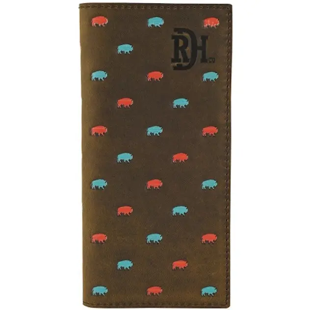 Red Dirt Hat Co Turquoise And Coral Bison Pattern Rodeo Wallet 1
