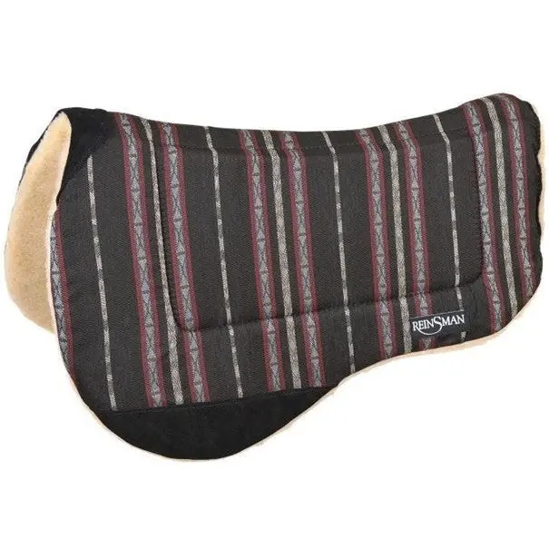 Reinsman Round Contoured Trail 30" X 34" Bronco Black Fleece Backed Pad 1