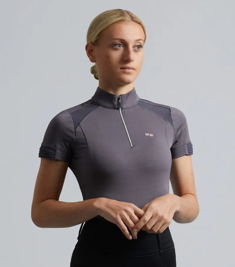 Remisa Ladies Technical Short Sleeve Riding Top Anthracite Grey 1