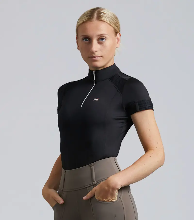 Remisa Ladies Technical Short Sleeve Riding Top Black 1
