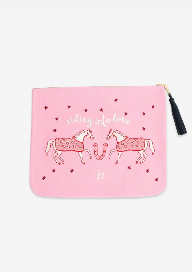Riding Into Love | Embroidered Pouch | Pink 1