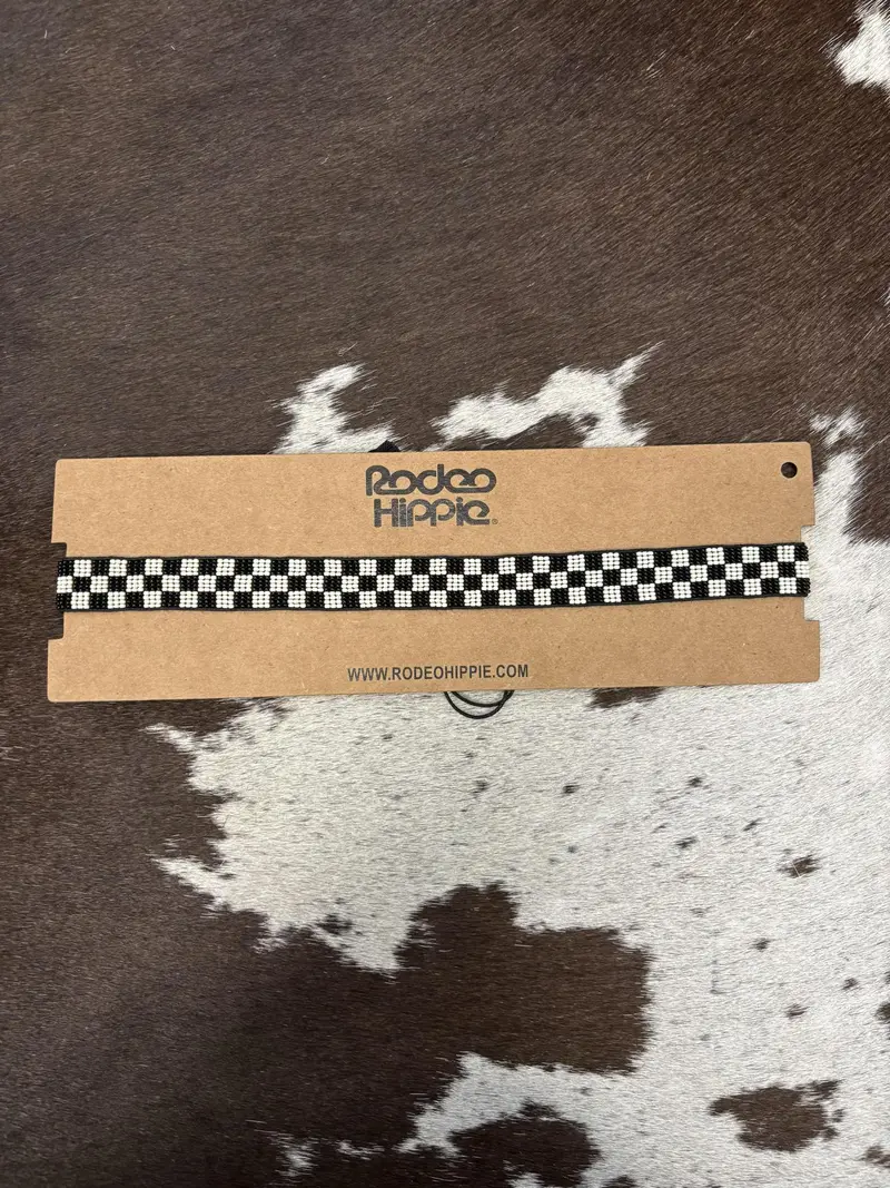 Rodeo Hippie Black Check Hatband 1