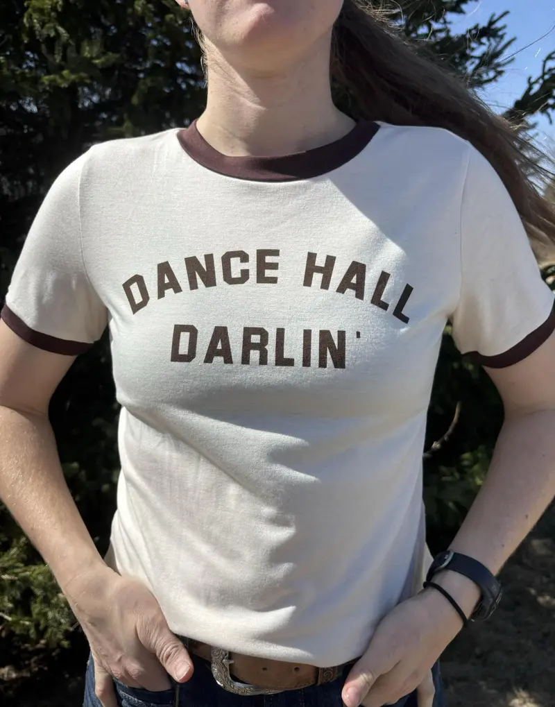 Rodeo Hippie Brown And Natural Dance Hall Darlin' Crop Ringer Tee 1