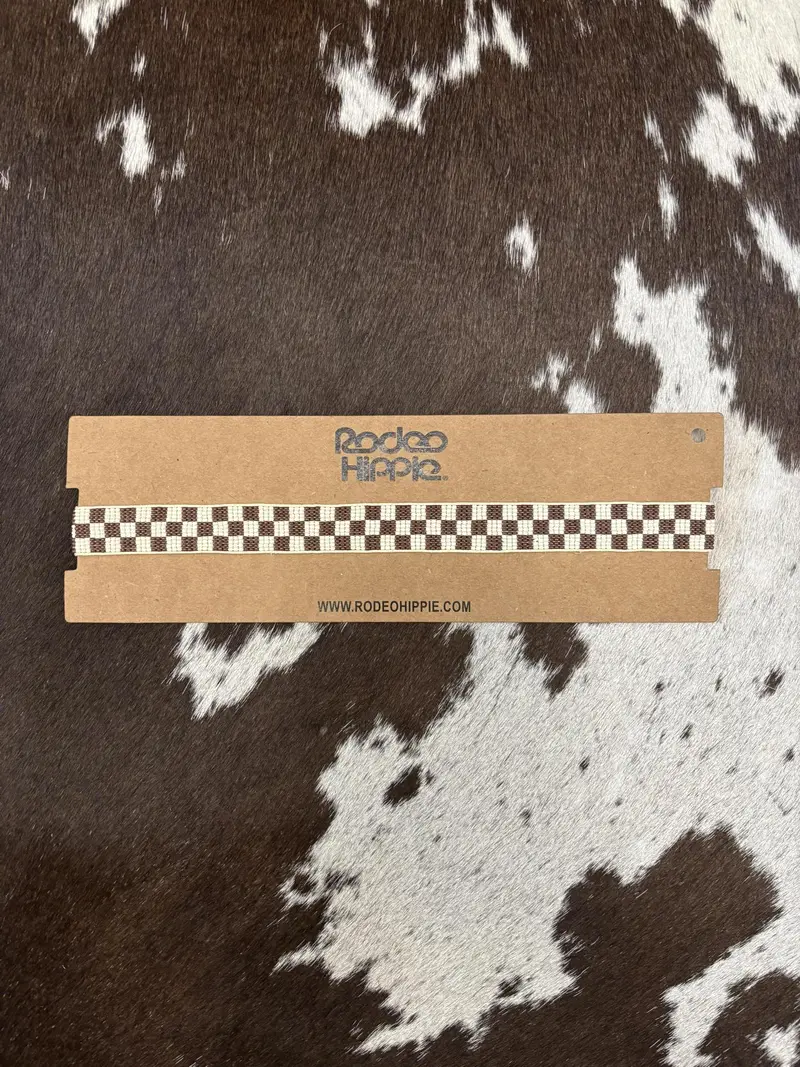 Rodeo Hippie Brown Check Hatband 1