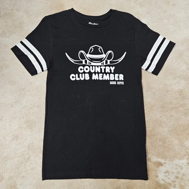 Rodeo Hippie Country Club Member Black Tee 1