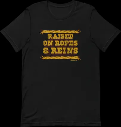 Rodeo Hippie Raised On Ropes And Reins Black Tee 1