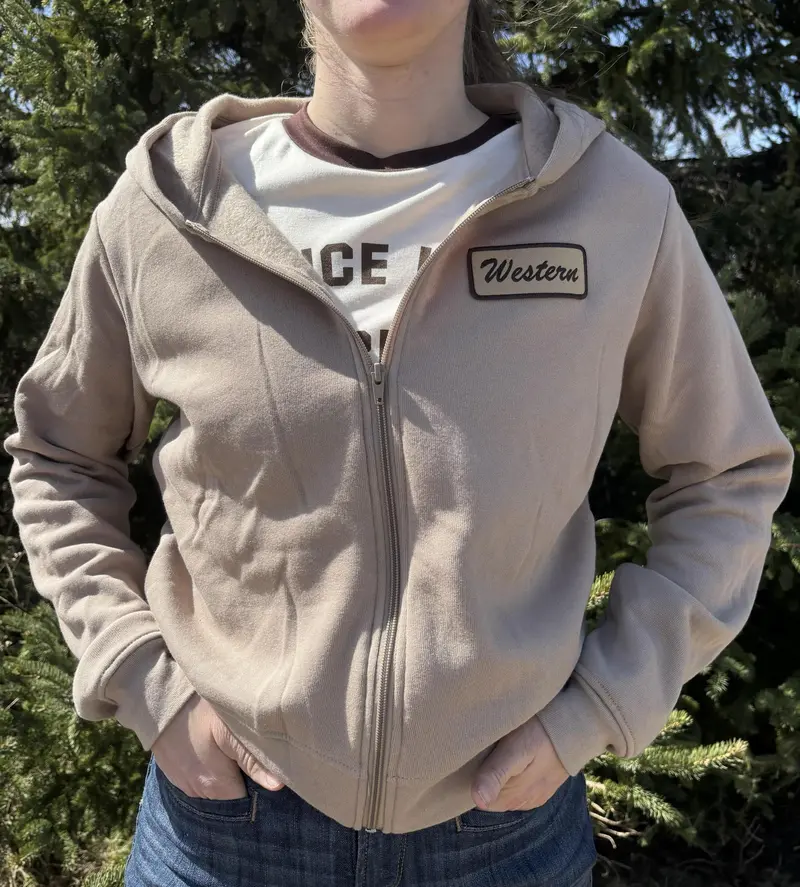 Rodeo Hippie Tan Western Patch Zip Hoodie 1