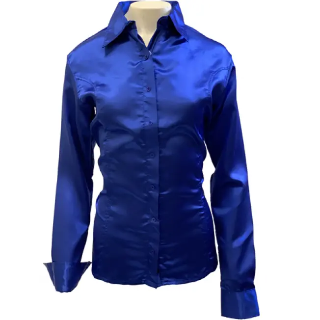 Royal Highness Women's Royal Blue Satin Lycra Concealed Zip Show Shirt 1