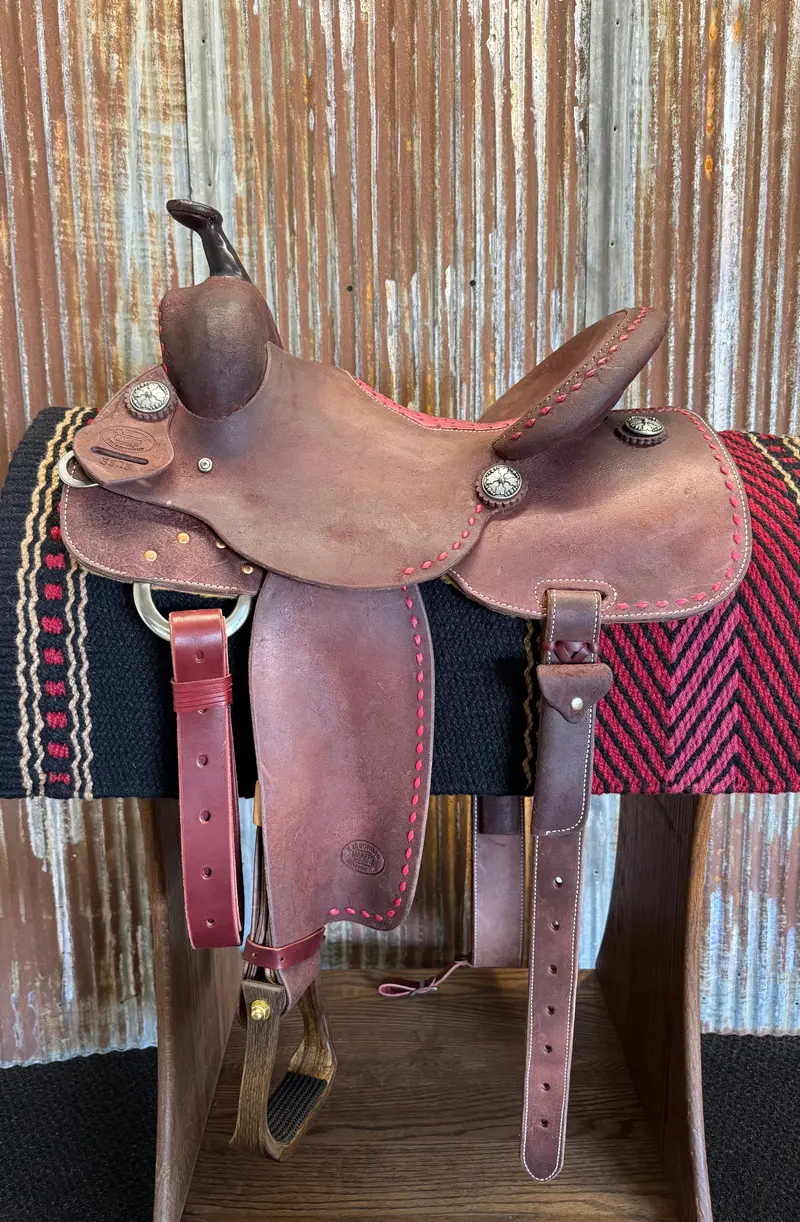 Rw Bowman Cranberry Buckstitch Ostrich Barrel Saddle 1