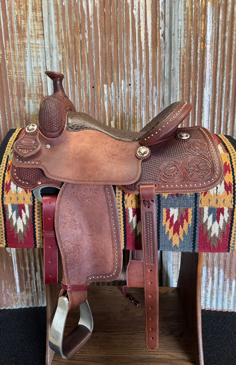 Rw Bowman Custom Dark Chocolate Crocodile All Around Saddle 1