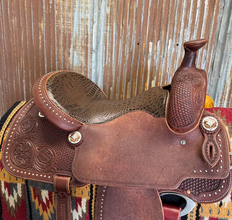 Rw Bowman Custom Dark Chocolate Crocodile All Around Saddle 7