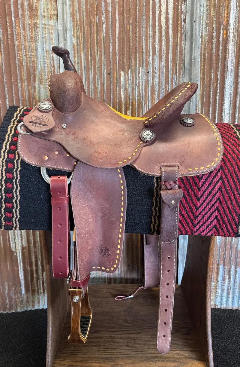 Rw Bowman Golden Buckstitch Ostrich Barrel Saddle 1