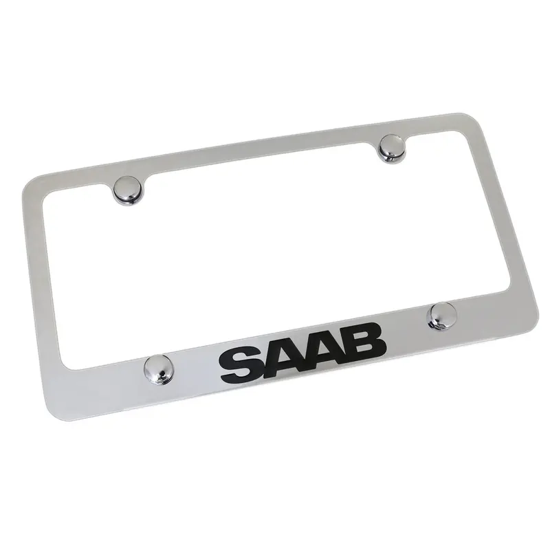 Saab License Plate Frame With 4 Holes (Chrome) 1