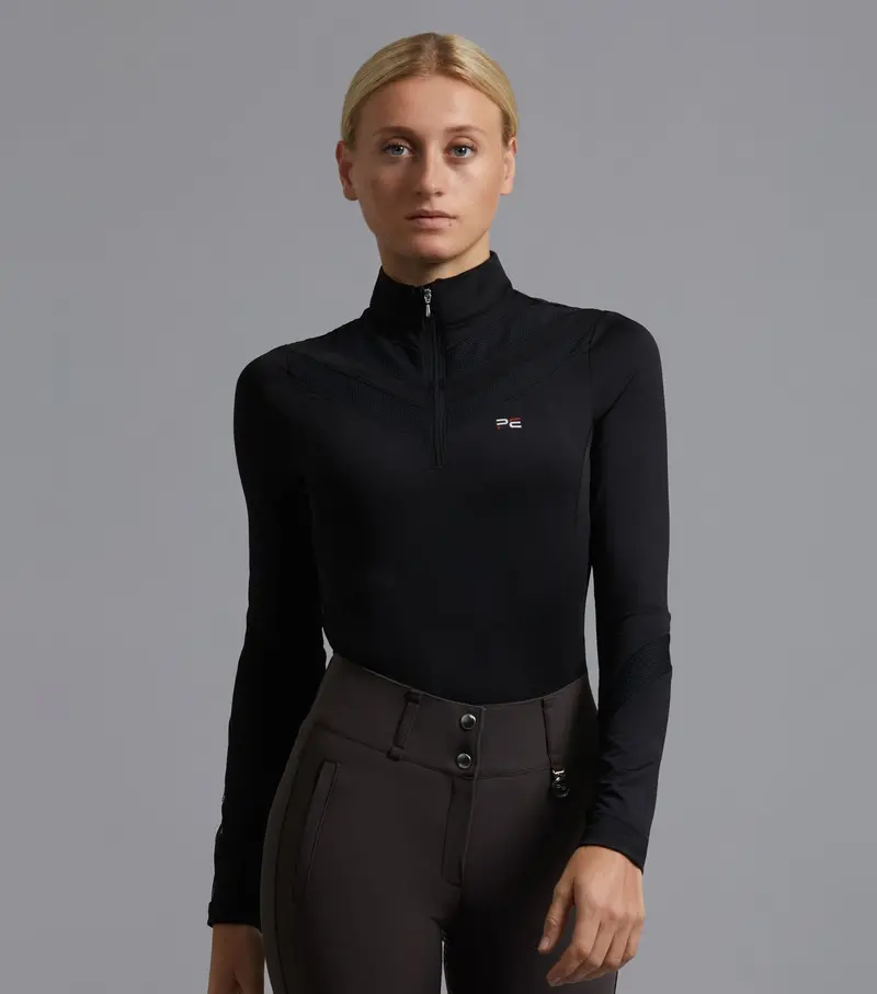 Sale - Arclos Ladies Technical Long Sleeve Riding Top Black 1
