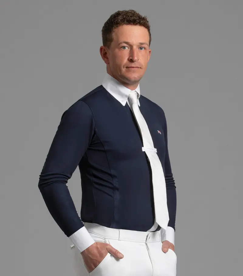 Sale Giulio Men's Long Sleeve Show Shirt Navy 1