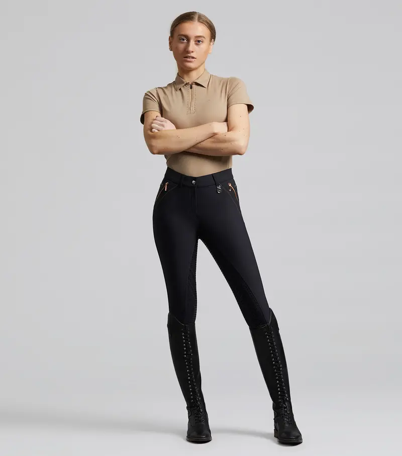 Sale - Milliania Ladies Full Seat Gel Riding Breeches Black 1