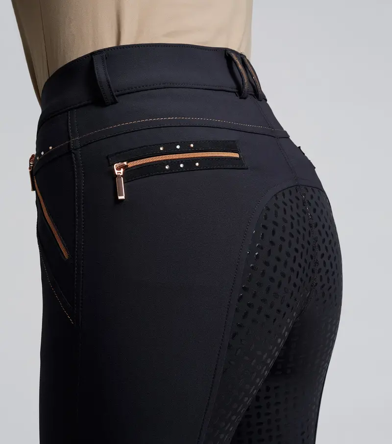 Sale - Milliania Ladies Full Seat Gel Riding Breeches Black 3
