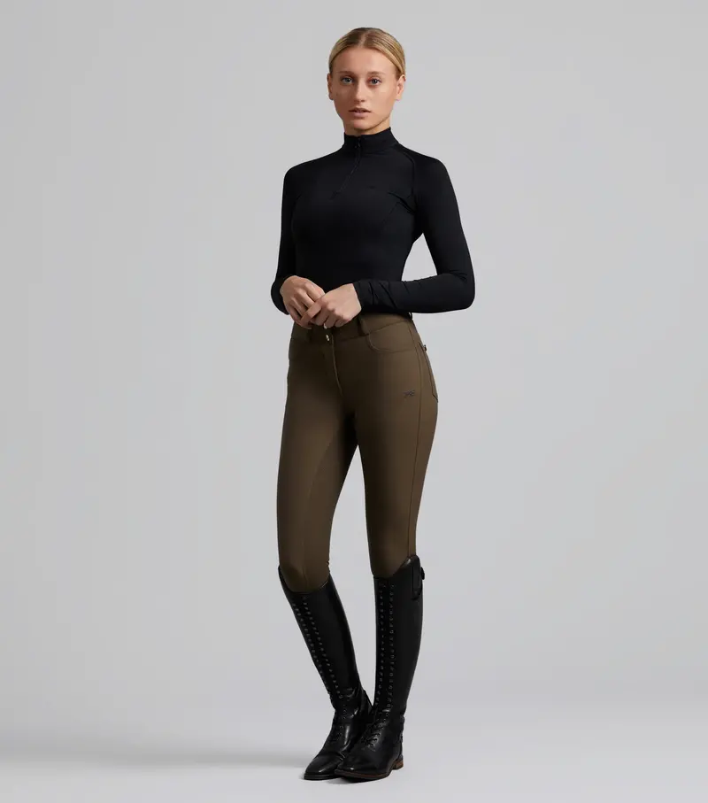 Sale - Virtue Ladies Full Seat Gel Riding Breeches Dark Olive 1