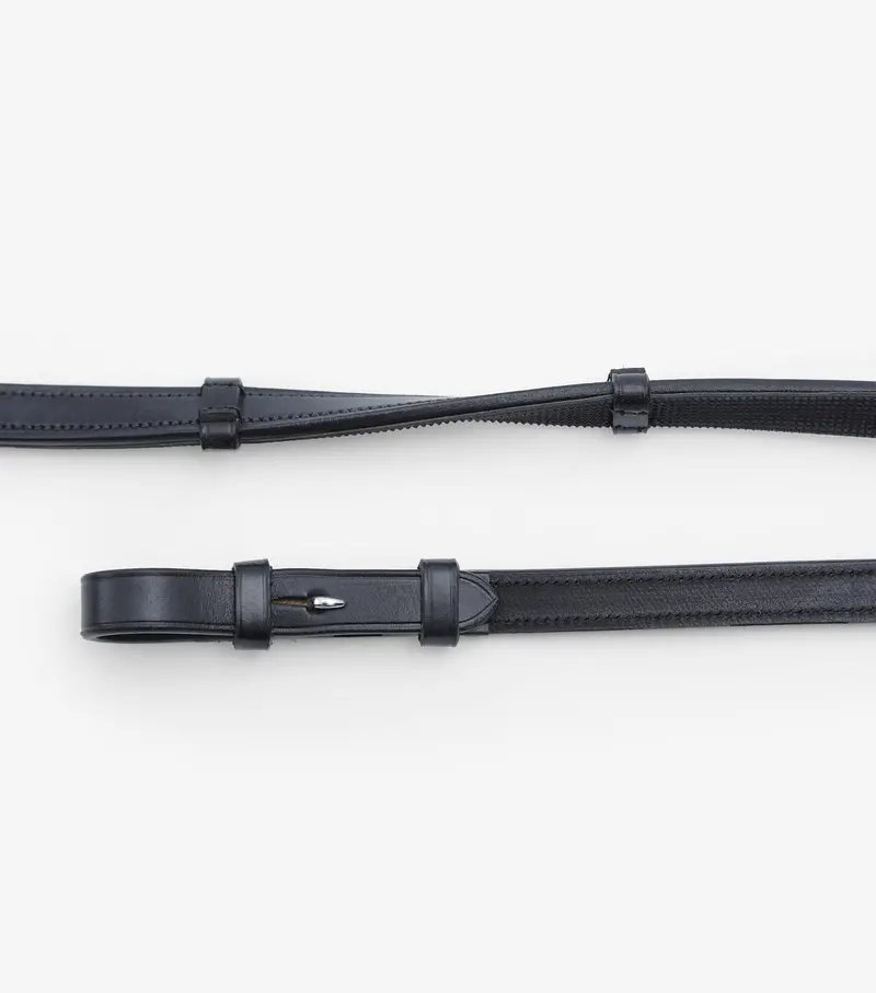 Salvatore Rubber & Leather Grip Reins Black 1