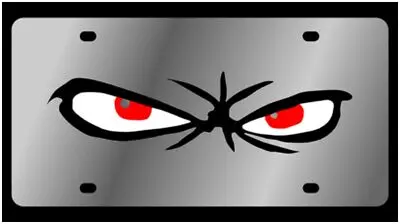 Scary Eyes Stainless Steel License Plate (Chrome) 1