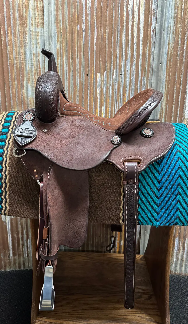 Scott Thomas Custom Chocolate Roughout Spinal Relief Barrel Racer 1