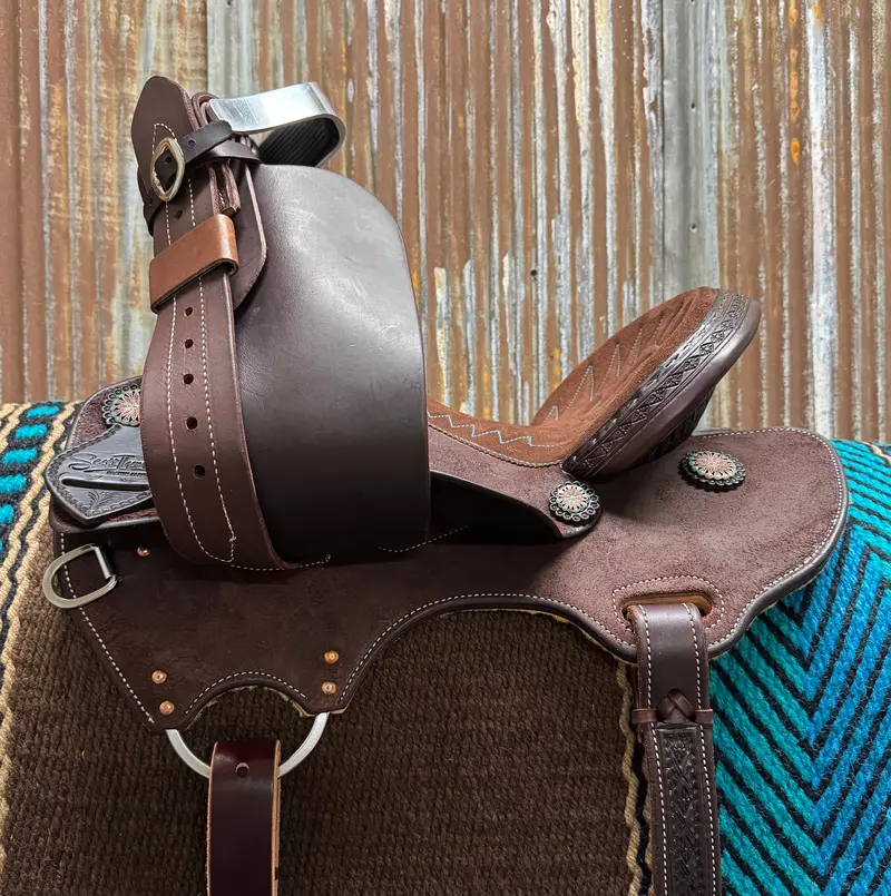 Scott Thomas Custom Chocolate Roughout Spinal Relief Barrel Racer 4