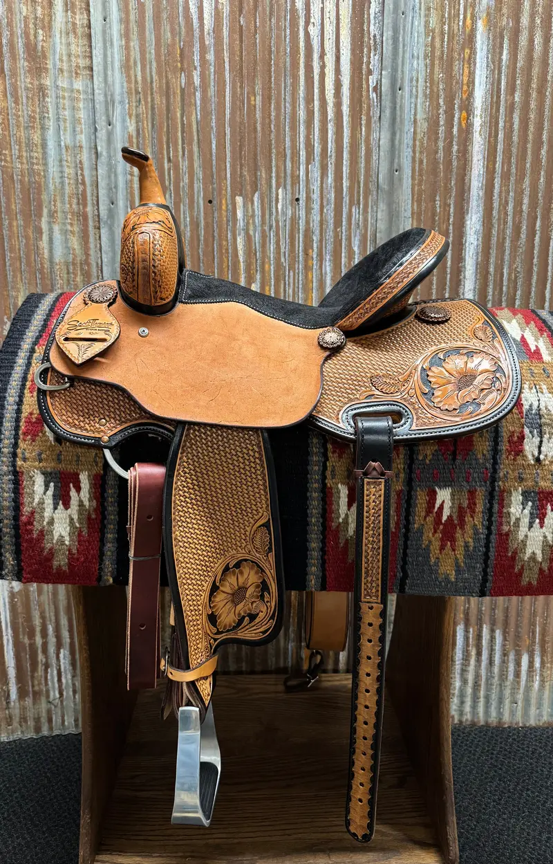 Scott Thomas Custom Colorado Flower With Black Inlay Barrel Racer 1