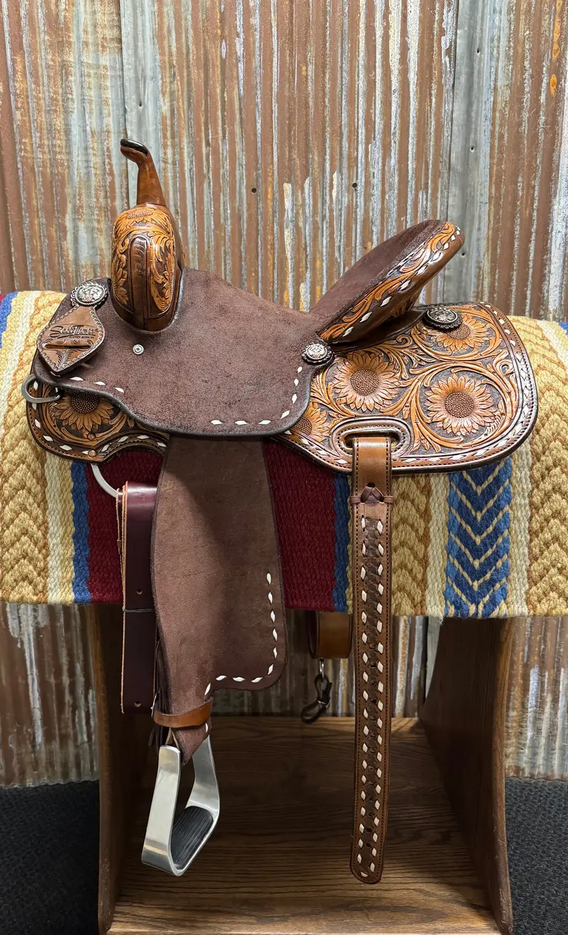 Scott Thomas Custom Vintage Sunflower Buckstitched Barrel Racer 1