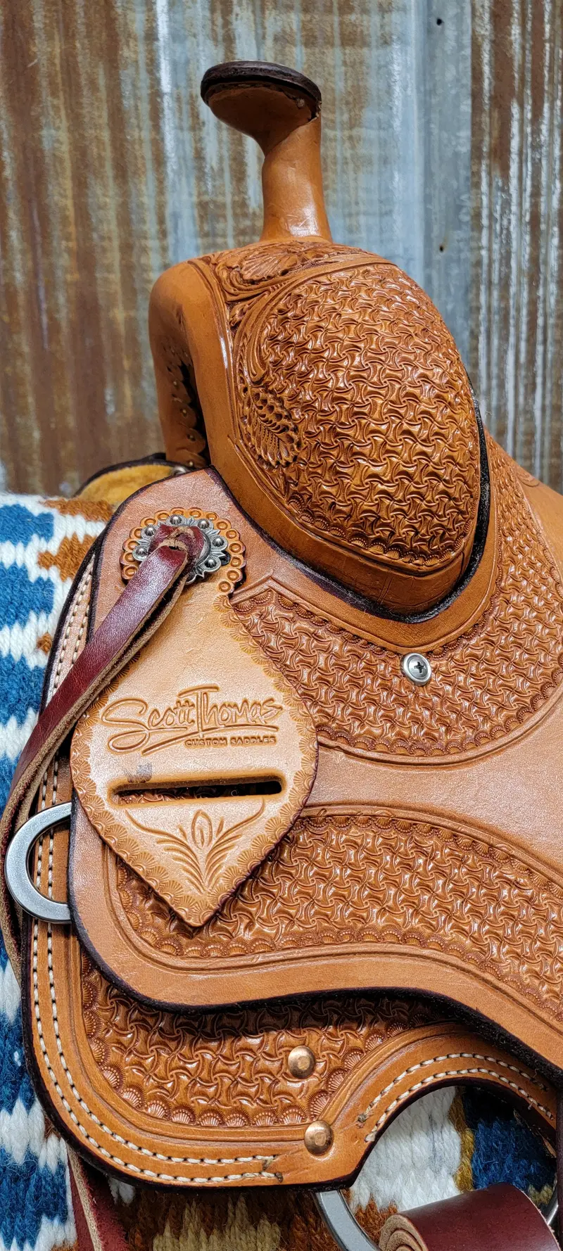 Scott Thomas Medium Oil Spider Daisy Ranch Cutter Saddle 2