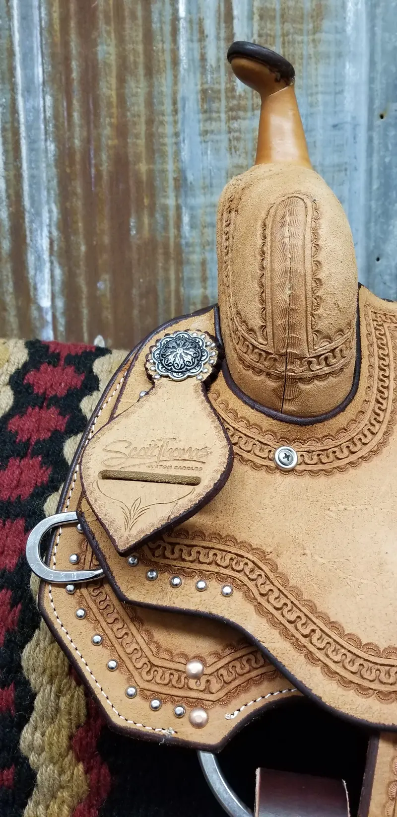 Scott Thomas Natural Leather Barrel Racer Saddle 2