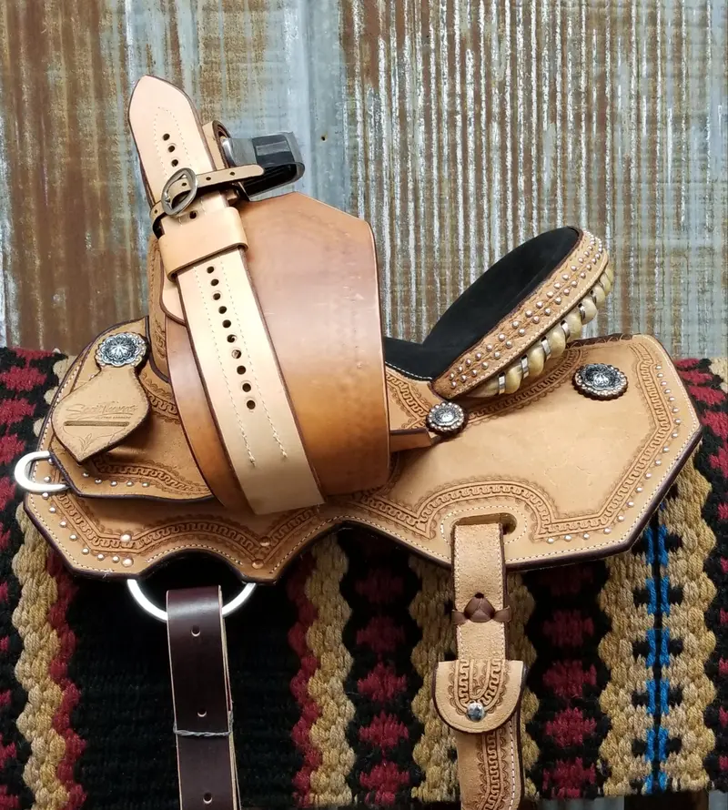 Scott Thomas Natural Leather Barrel Racer Saddle 3