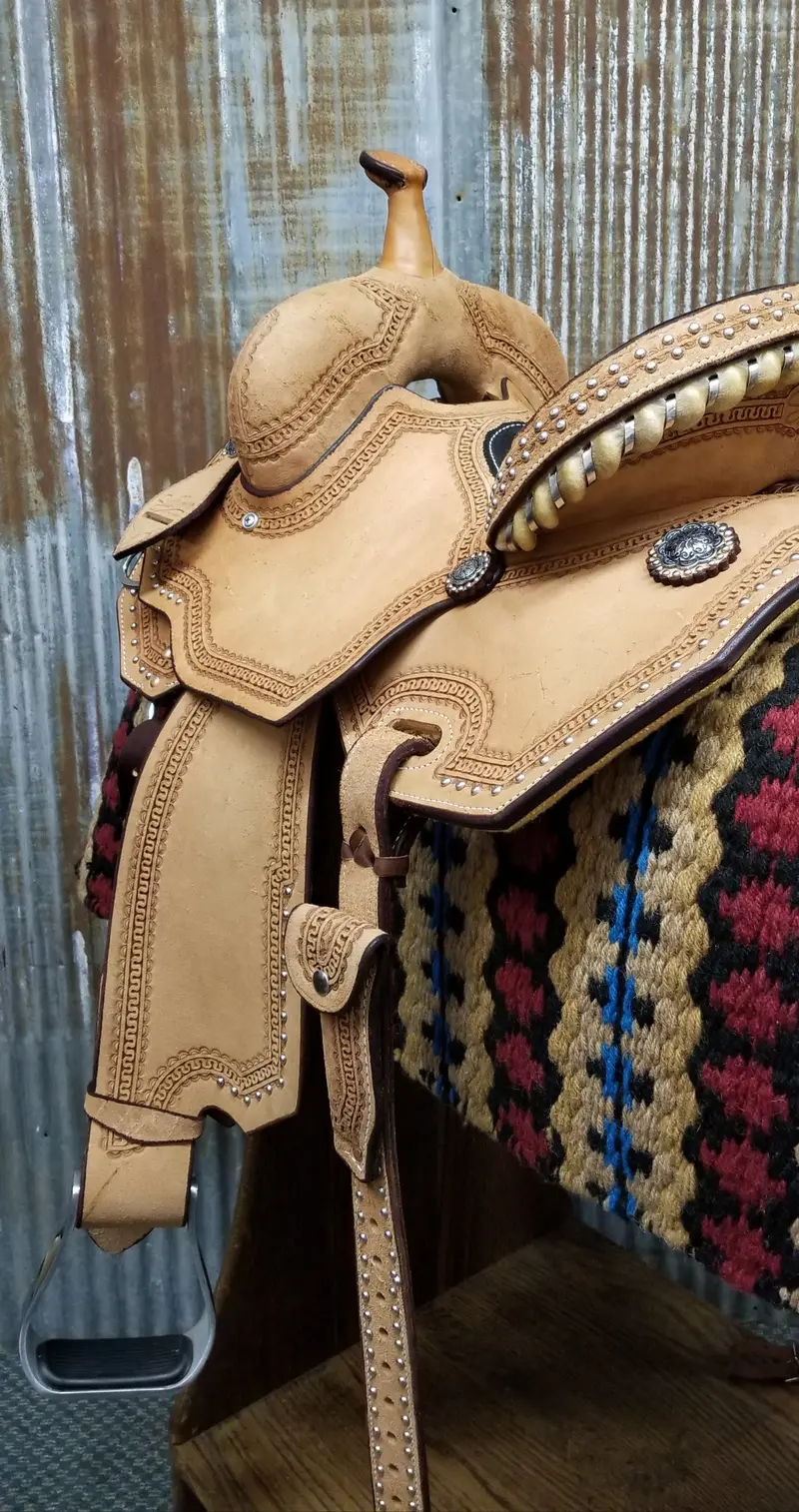 Scott Thomas Natural Leather Barrel Racer Saddle 4