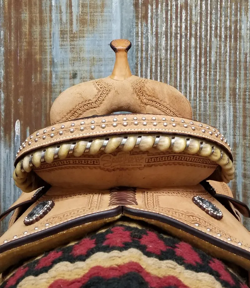 Scott Thomas Natural Leather Barrel Racer Saddle 5