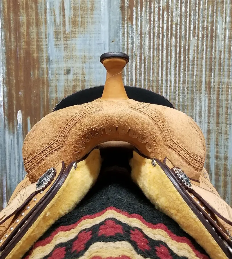 Scott Thomas Natural Leather Barrel Racer Saddle 7