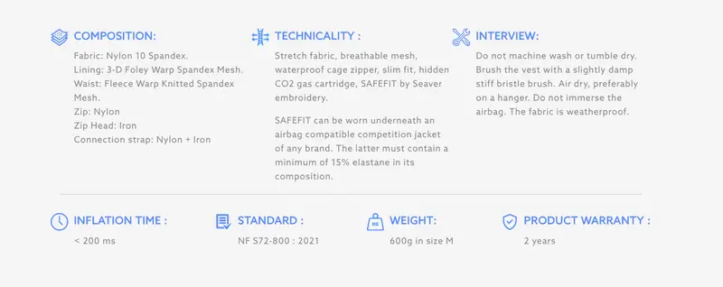 Seaver Safefit Airbag Vest - Current Generation 2