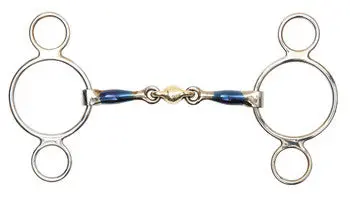 Shires Blue Sweet Iron Two Ring Gag With Lozenge 1