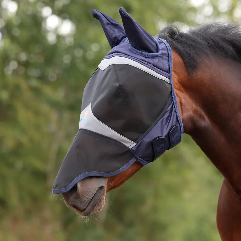 Shires Flyguard Pro Fine Mesh Fly Mask With Ears & Nose 1