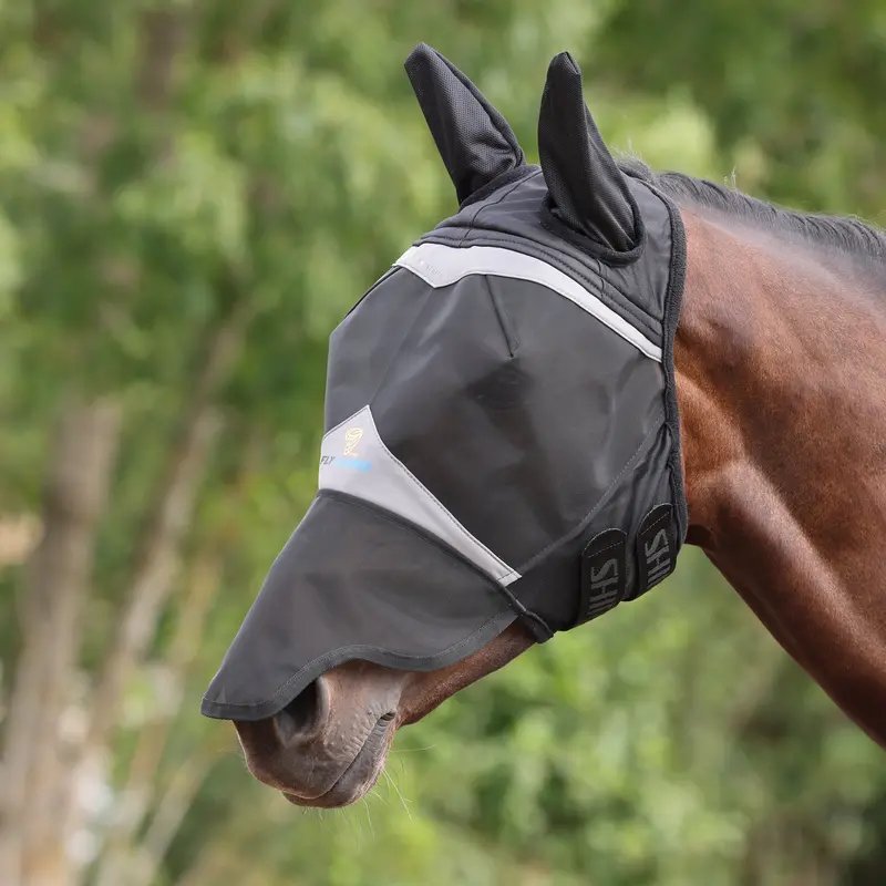 Shires Flyguard Pro Fine Mesh Fly Mask With Ears & Nose 3