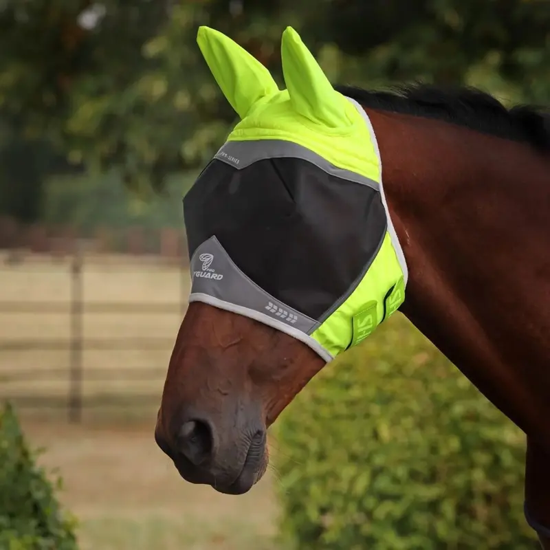 Shires Flyguard Pro Hi Viz Mesh Fly Mask With Ears 1