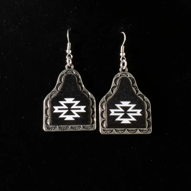 Silver Strike Southwest Cow Tag Earrings 1