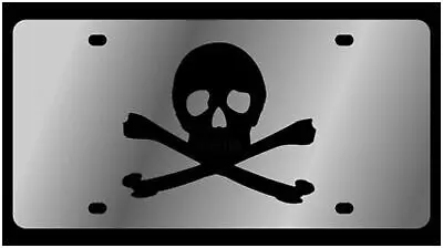 Skull & Crossbones Stainless Steel License Plate (Chrome) 1
