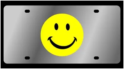 Smiley Face Stainless Steel License Plate (Chrome) 1