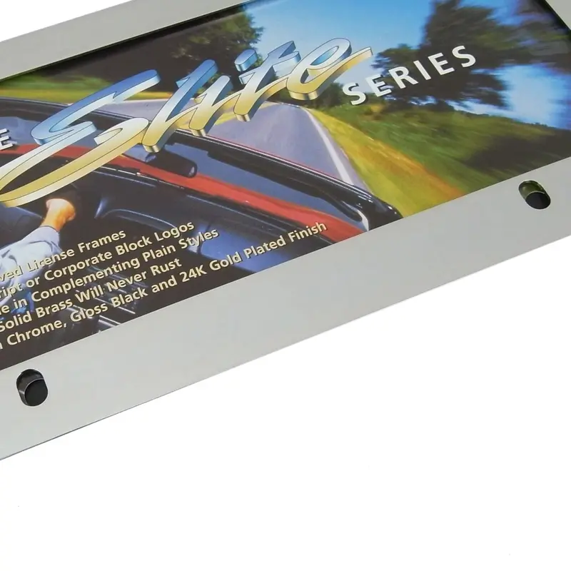 Solid Plain Slim License Plate Frame With 4 Holes (Chrome) 2