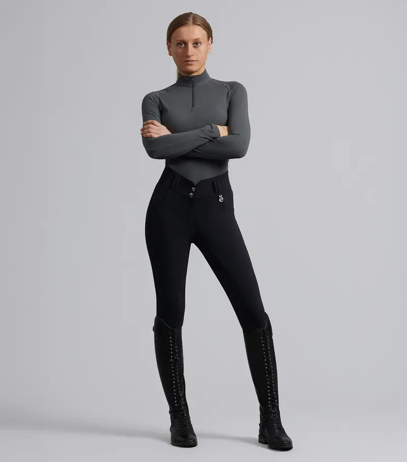 Sophia Ladies Full Seat High Waist Riding Breeches Black 1