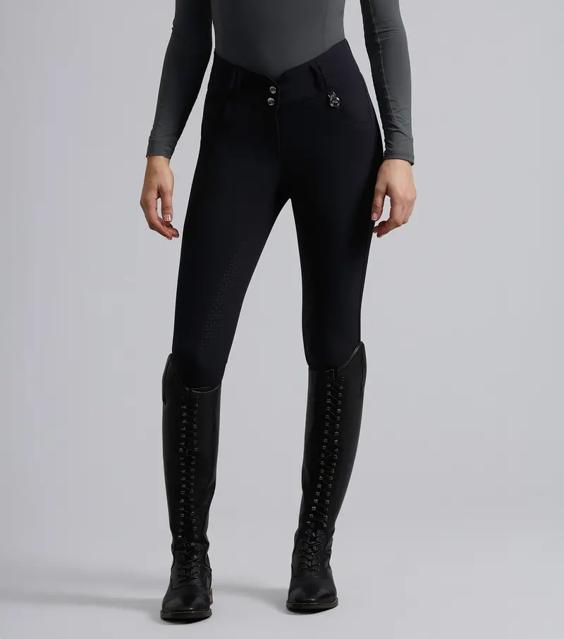 Sophia Ladies Full Seat High Waist Riding Breeches Black 2