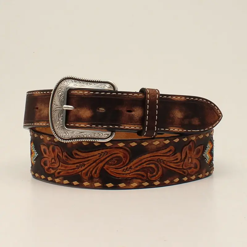 Southwest Beaded Inlay Buckstitch Belt 1